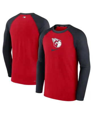 Men's Nike Red Cleveland Guardians Authentic Collection Game Raglan Performance Long Sleeve T-shirt