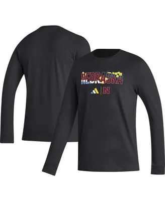 Men's adidas Black Nebraska Huskers Honoring Black Excellence Long Sleeve T-shirt
