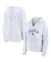 Women's Fanatics White Los Angeles Dodgers Striped Arch Pullover Hoodie