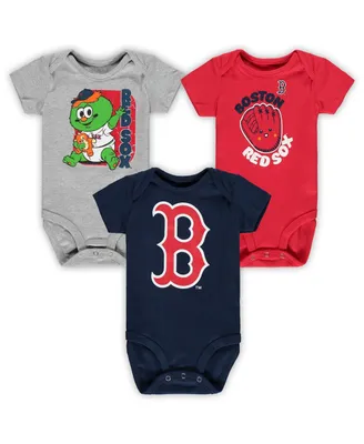 Infant Boys and Girls Navy, Red, Heathered Gray Boston Red Sox Change Up 3-Pack Bodysuit Set