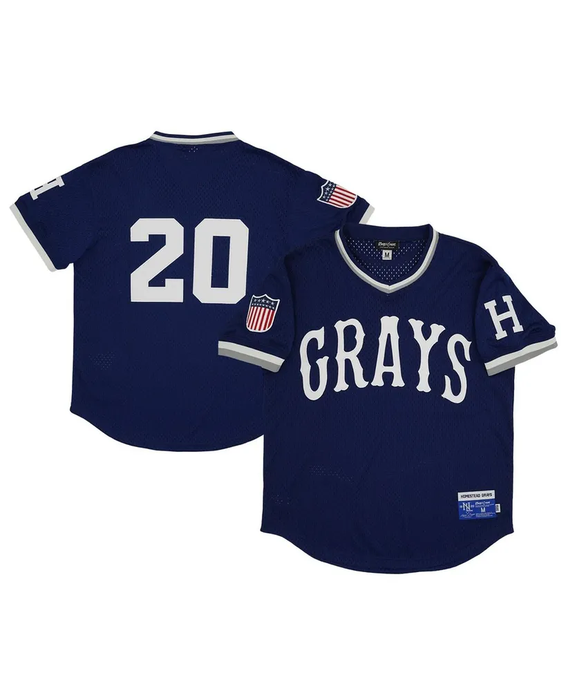 Men's Rings & Crwns #20 Navy Homestead Grays Mesh Replica V-Neck Jersey