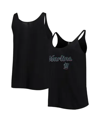 Women's Soft As A Grape Black Miami Marlins Slouchy Tank Top