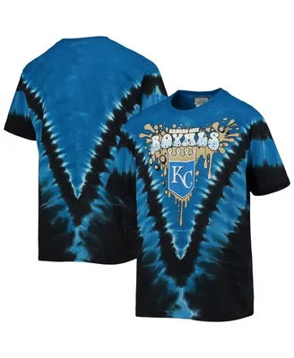 Big Boys and Girls Royal, Black Kansas City Royals Tie-Dye Throwback T-shirt
