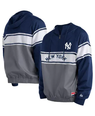 Men's New Era Navy New York Yankees Ripstop Raglan Quarter-Zip Hoodie Jacket