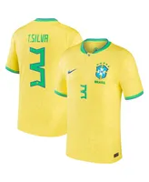 Men's Nike Thiago Silva Yellow Brazil National Team 2022/23 Replica Home Jersey