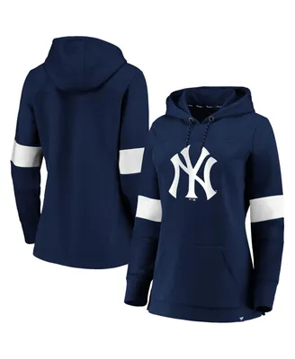 Women's Navy New York Yankees Plus Size Colorblock Pullover Hoodie