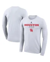 Men's Jordan White Houston Cougars On Court Bench Long Sleeve T-shirt