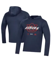 Men's Under Armour Navy Auburn Tigers On Court Shooting Long Sleeve Hoodie T-shirt