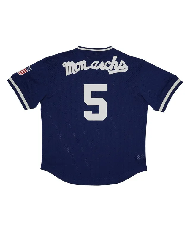 Rings & Crwns Men's #5 Cream Kansas City Monarchs Mesh Button-Down Replica  Jersey