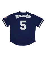 Men's Rings & Crwns #5 Navy Kansas City Monarchs Mesh Replica V-Neck Jersey