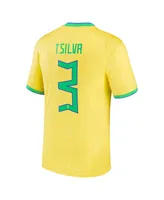 Men's Nike Thiago Silva Yellow Brazil National Team 2022/23 Replica Home Jersey