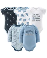 The Peanutshell Newborn Layette Gift Set for Baby Boys or Girls, Blue and White Elephant, 30 Essential Pieces,