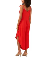 Vince Camuto Women's V-Neck Sleeveless Tie-Shoulder Angled-Hem Jumpsuit