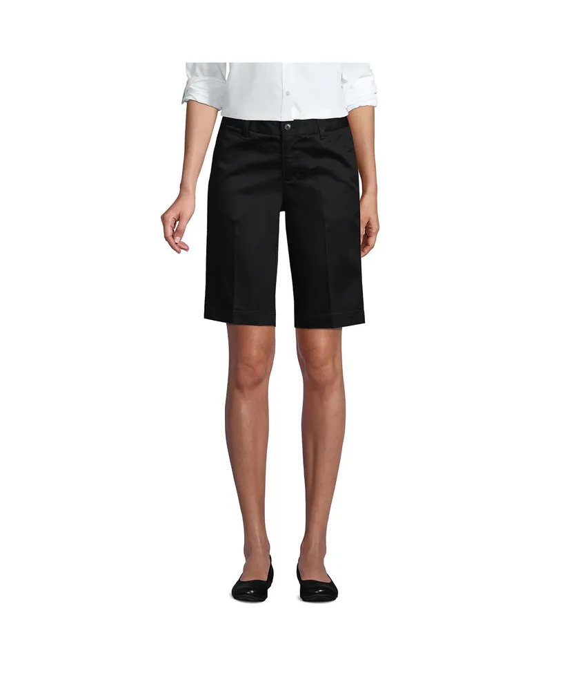 Lands' End Women's School Uniform Tall Plain Front Blend Chino Shorts