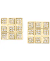 Men's Diamond Square Cluster Stud Earrings (1 ct. t.w.) in 10k Gold