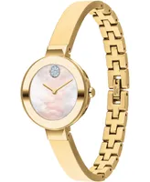 Movado Women's Bold Bangles Swiss Quartz Ionic Plated Gold-Tone Steel Watch 28mm - Gold