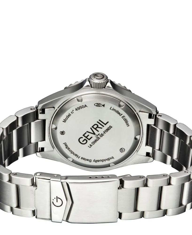 Gevril Men's Wall Street Swiss Automatic Silver-Tone Stainless Steel Watch 43mm