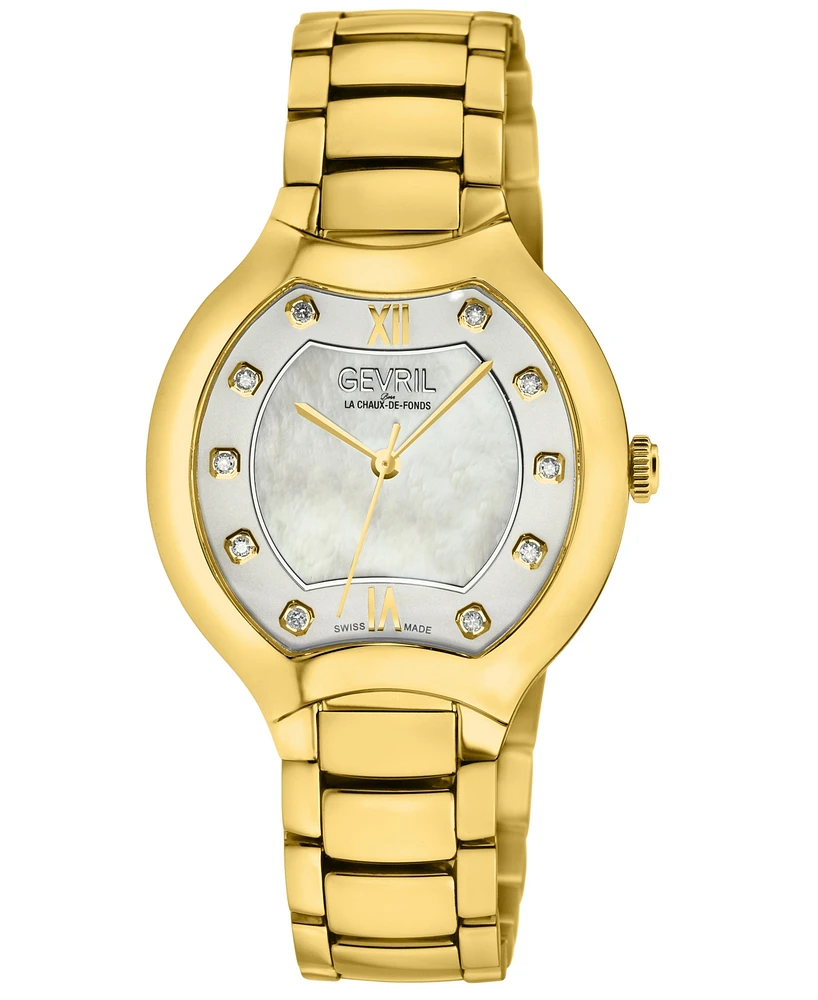 Gevril Women's Lugano Swiss Quartz Gold-Tone Stainless Steel Watch 35mm