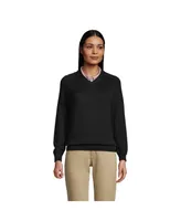 Lands' End Women's School Uniform Cotton Modal V-neck Sweater