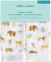 aden by aden + anais Baby Boys or Baby Girls Tanzania Essential Muslin Security Blankets, Pack of 2