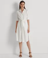 Lauren Ralph Linen Fit & Flare Shirtdress