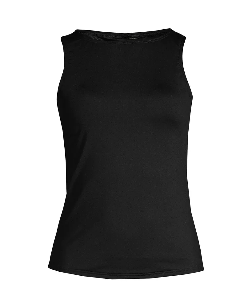 Lands' End Women's High Neck Upf 50 Sun Protection Modest Shelf Bra Tankini Swimsuit  Top