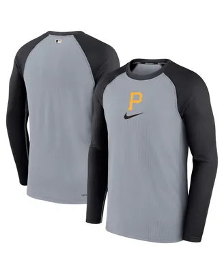 Men's Nike Gray Pittsburgh Pirates Authentic Collection Game Raglan Performance Long Sleeve T-shirt