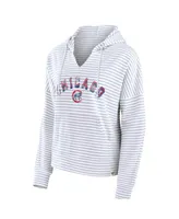 Women's Fanatics White Chicago Cubs Striped Arch Pullover Hoodie