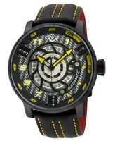 GV2 by Gevril Men's Motorcycle Swiss Automatic Black Leather Watch 48mm