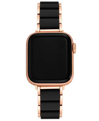 Anne Klein Women's Rose Gold-Tone Alloy and Black Link Bracelet Compatible with 42/44/45/Ultra/Ultra 2 Apple Watch - Black, Rose Gold