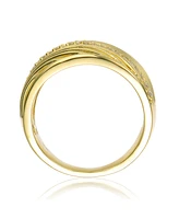 Rachel Glauber Ra 14K Gold Plated Round Cubic Zirconia Wide Cocktails Ring