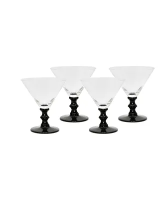 Black Stemmed Martini Glasses, Set of 4