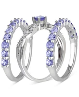 3-Pc. Set Tanzanite (2 ct. t.w.) & Diamond (1/10 Stack Rings Sterling Silver