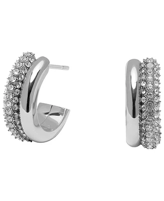 Olivia Burton Silver-Tone Crystal Hoop Earrings - Silver