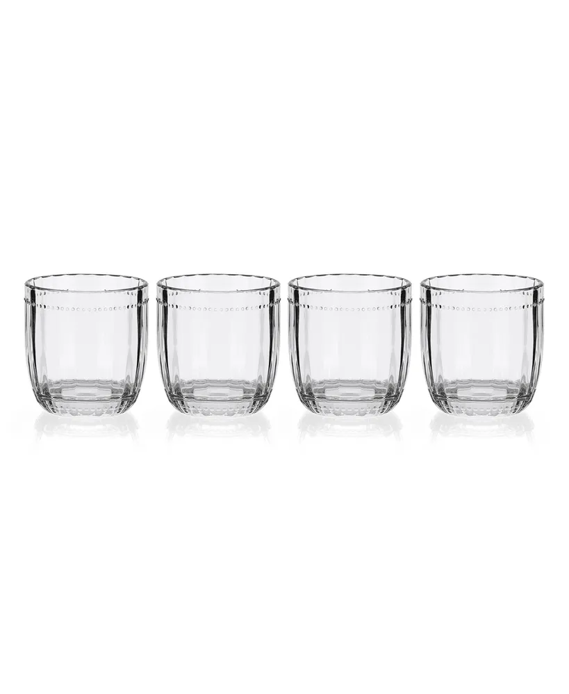 Fitz and Floyd Beaded 10-oz Double Old Fashioned Glasses 4-Piece Set