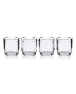 Fitz and Floyd Beaded 10-oz Double Old Fashioned Glasses 4-Piece Set