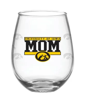 Iowa Hawkeyes 15 Oz Mom Stemless Wine Glass