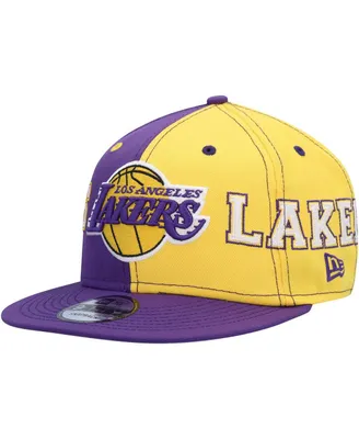 Men's New Era Purple, Gold Los Angeles Lakers Team Split 9FIFTY Snapback Hat