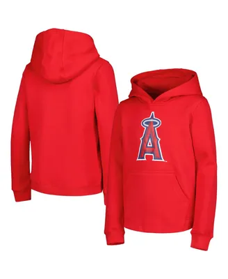 Big Boys and Girls Red Los Angeles Angels Team Primary Logo Pullover Hoodie
