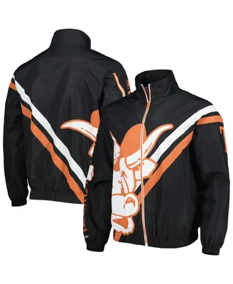 Men's Mitchell & Ness Black Texas Longhorns Exploded Logo Warm Up Full-zip Jacket