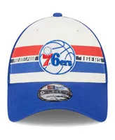 Men's New Era Philadelphia 76Ers Royal Stripes 9Forty Trucker Snapback Hat