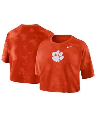 Women's Nike Orange Clemson Tigers Tie-Dye Cropped T-shirt