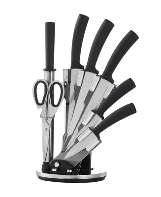 Cheer Collection 8 Piece Knife Set On Swivel Stand