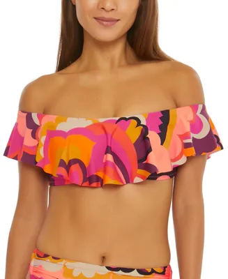 Trina Turk Women's Fan Faire Ruffled Bandeau Bikini Top