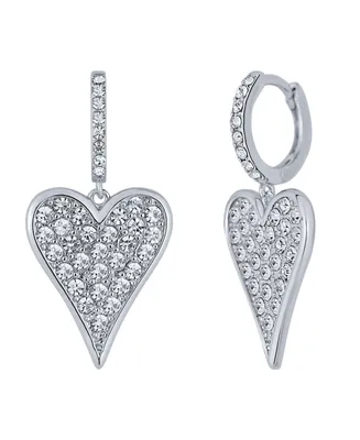 And Now This Crystal Silver Plated Heart Drop Earring