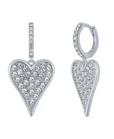 And Now This Crystal Silver Plated Heart Drop Earring