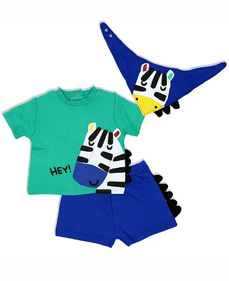 Lily & Jack Baby Boys Zebra T Shirt, Shorts and Bib, 3 Piece Set