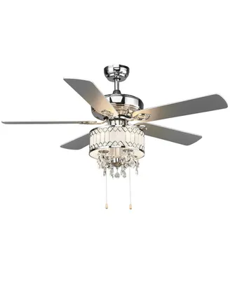 Costway 52'' Classical Crystal Ceiling Fan Lamp with 5 Reversible Blades Pull Chain Home