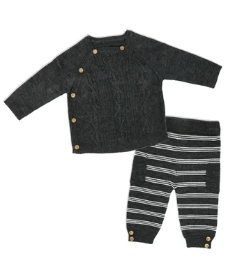 Bonjour Bebe Baby Boys Knit Side Button Sweater and Pants, 2 Piece Set