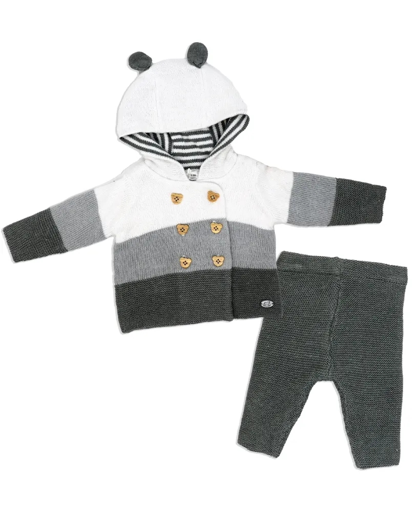 Rock-a-Bye Baby Boutique Baby Boys Knit Hooded Cardigan and Pants, 2 Piece Set